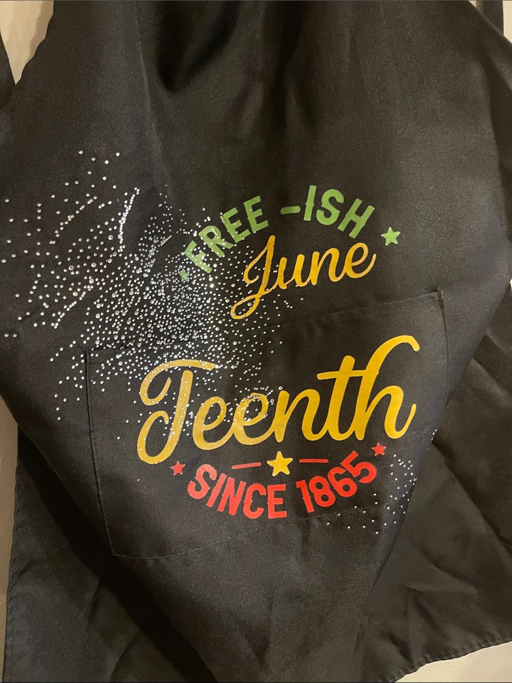 Juneteenth free-ish Graphic apron- Red, Yellow, Green